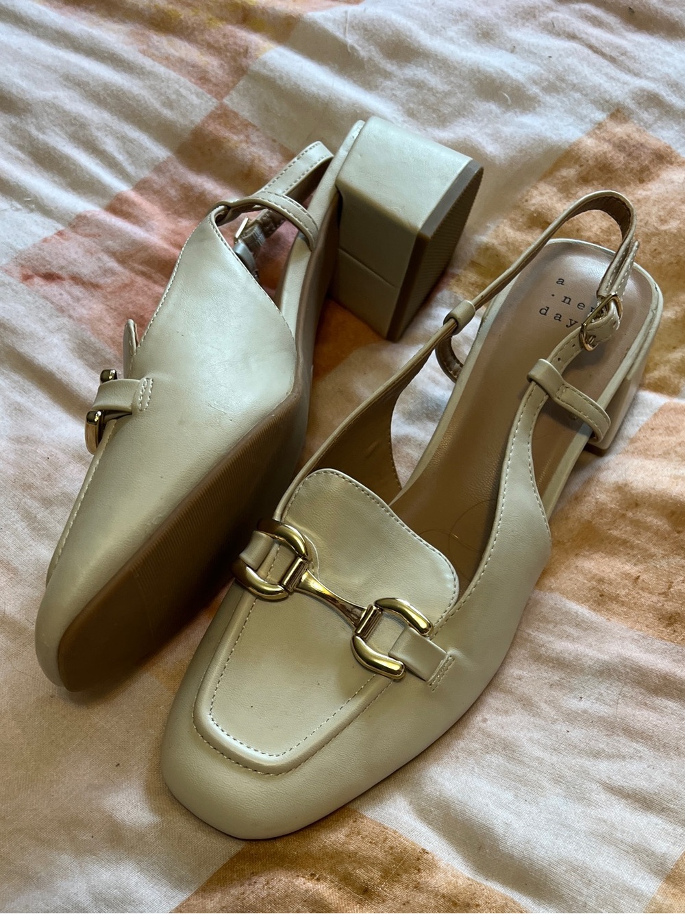 a new day Cream Slingback Loafer Mules with Gold Hardware - Picture 3 of 5